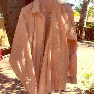 Long sleeved orange cream button down shirt